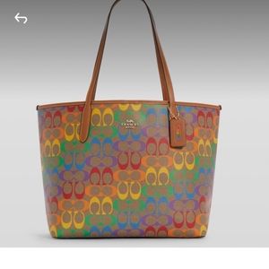 Coach City Tote in Rainbow Signature Canvas